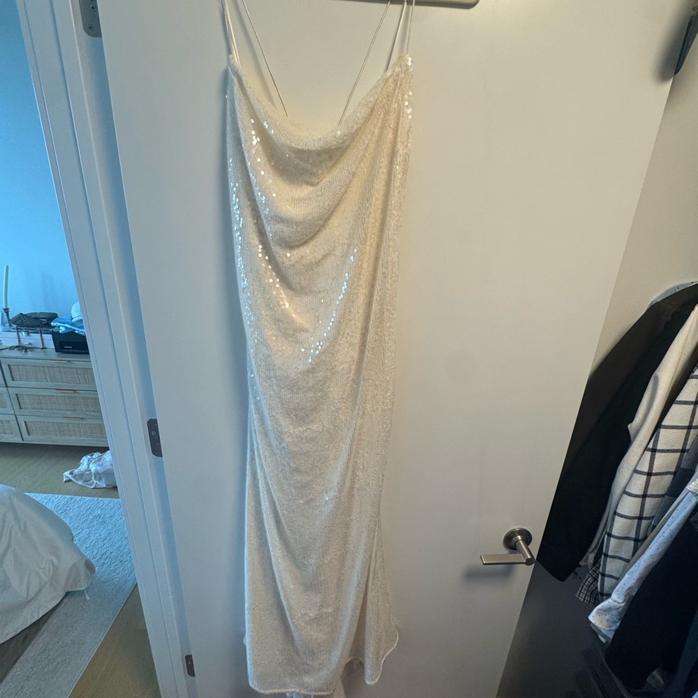 Anthropologie Cream Sequin Dress - Picture 1 of 6